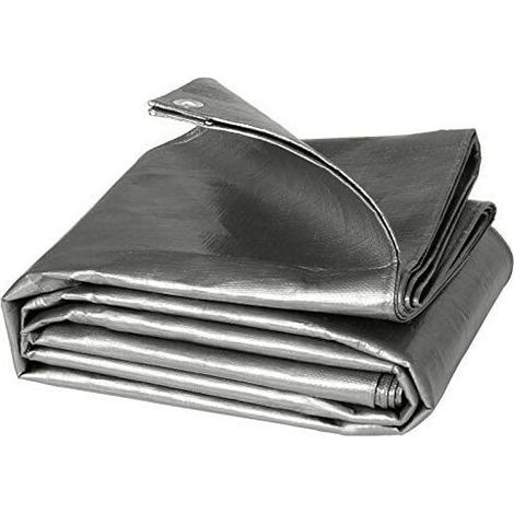 Bâche de protection en PE pour piscines 2 x 3 m, 280 g/m², imperméable et résistante aux déchirures, grise (1/4)