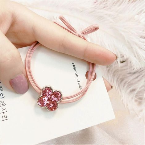 Set mit 6 extra dehnbaren Haargummis für Pferdeschwänze, für Frauen, Mädchen, Teenager und Kinder, für dickes und dünnes Haar, mit Perlen - Vierblättriges Kleeblatt-Design, WZ-804 (1/3)
