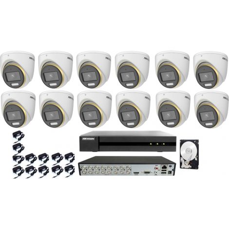Kit Videosorveglianza Hikvision DVR con 12 Telecamere 2MP ColorVu Audio e HDD 1TB
