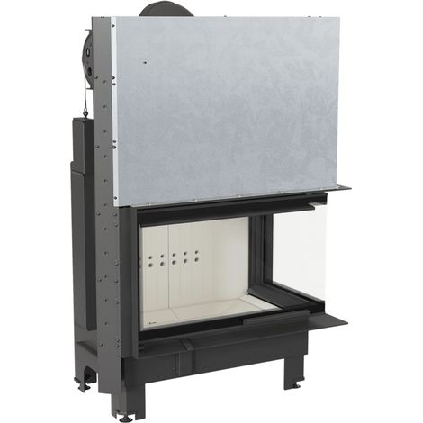 Kamineinsatz aus Stahl KRATKI MBO rechts 15 kW Ø 200 mit Schiebetür gebogenes Glas (1/5)