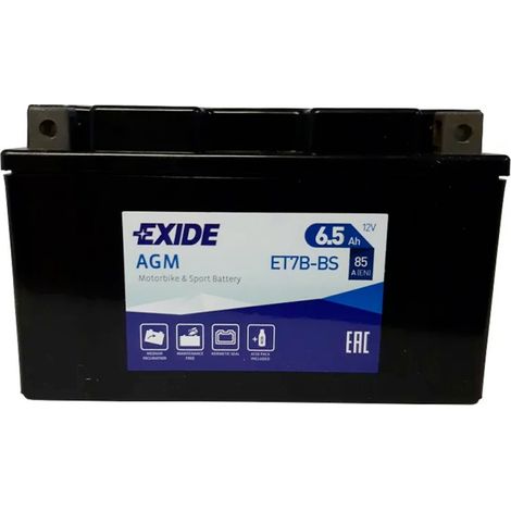 Batterie moto Exide ET7B-BS YT7B-BS 12v 6.5ah 85A (1/2)