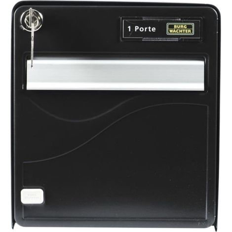 Boîte aux lettres BURG WACHTER BALTIC 1 Porte - Acier galvanisé - Ouverture latérale - Noir - Fabriqué en France (1/4)