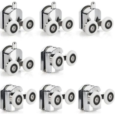 8 Roulettes Porte de Douche Coulissante Roulette Porte Coulissante Douche en Alliage de Zinc 23 mm de Diamètre Roues Jumelées de Rechange pour Salle de Bain (1/5)