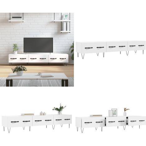 TV-Schrank Weiß 150x36x30 cm Holzwerkstoff - TV Schrank - Fernsehtisch - Holzwerkstoff Möbel - Weißer TV Stand - Wohnzimmermöbel - Home & Living