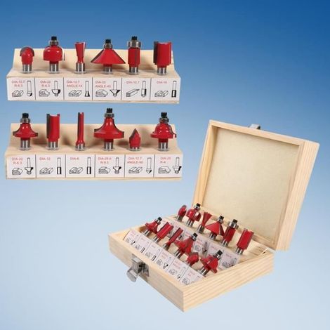 Fraise Foret Défonceuse Coupe Carbure Tungstène 8mm - ZJCHAO - 12pcs - Rouge (1/4)