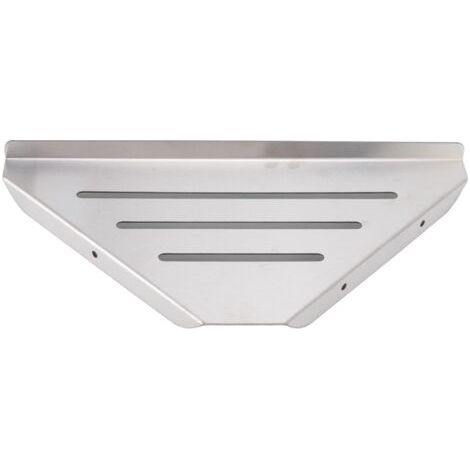 Estante de ducha triangular de esquina, diseño perforado de una sola capa, almacenamiento eficiente, estilo informal, soporte para champú de acero inoxidable. (1/3)
