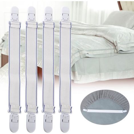 Attaches Réglables pour Drap de Lit - TUN - 4pcs - Élastiques - Couleur Blanc - Pour Enfant (1/3)