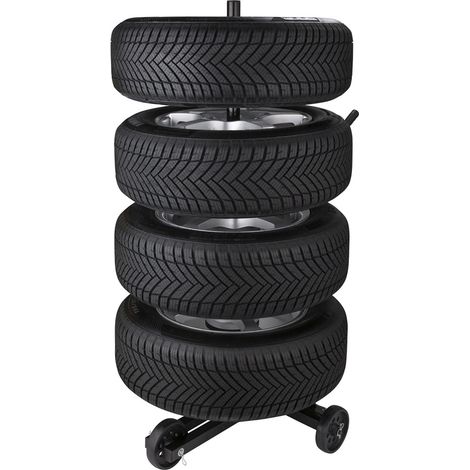 Vivol – Arbre à pneus mobile – Support vertical pour 4 pneus – Roulettes verrouillables – Hauteur 120 cm, capacité 100 kg, diamètre 225 mm