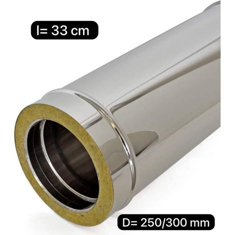 Tubo coibentato per canna fumaria cm 33 d 250/300 mm  sp 0,5 mm  acciaio 316