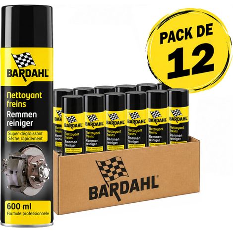 Bardahl – Pack de 12 nettoyants freins 600ml – Super dégraissant diélectrique jusqu'à 60 000 volts – Buse orientable 360° – Séchage rapide sans traces