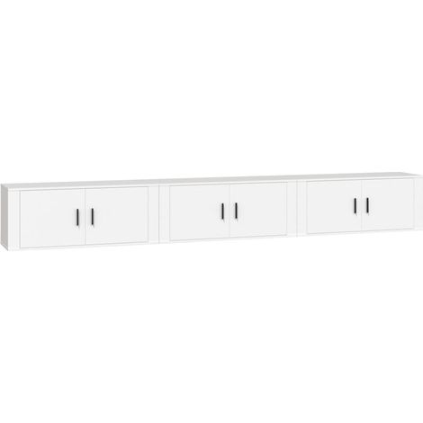 Muebles de TV de pared Estantería multimedia Aparador de TV Comedor Salón Dormitorio 3 piezas 100 x 345 x 40 cm Blanco 020029033