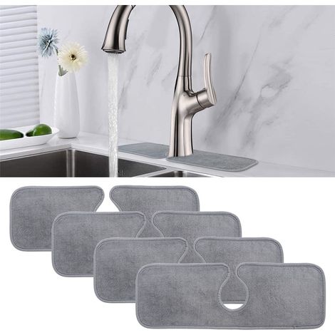 Tapis Absorbant Pour Robinet - Microfibre - 15 x 5 Pouces - Trou De 2,5 Pouces - Pour Cuisine Salle De Bain Camping-Car Ferme - 4 Pièces (1/5)
