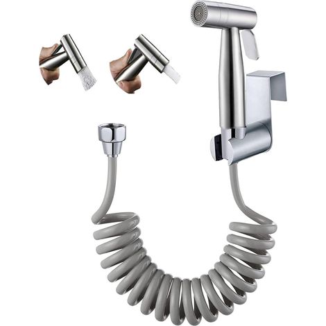 Bidet Hand Held Bidet Sprayer Stainless Steel Hand Bidet Toilet Sprayer with Dual Mode (Jet/Jet), Toilet or Wall Mounted Bidet with 122" Hose and Hook (1/5)