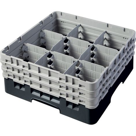 Casiers de lavage - 9 compartiments verres - Haut max 17.4 cm - 50 x 50 x 22.5 cm - Lot de 3 - Cambro