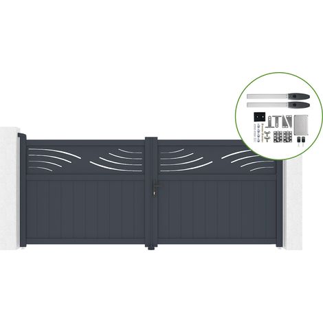 Portail battant 3,4m HALTI H.140cm alu + motorisation HICKER B200 (1/4)