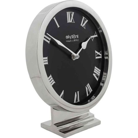 Horloge à Poser Vintage "Era" 24cm Noir & Argent (1/5)