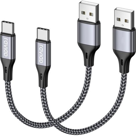 Câble USB C Charge Rapide 15CM/Lot de 2, Câble USB vers USB C Court