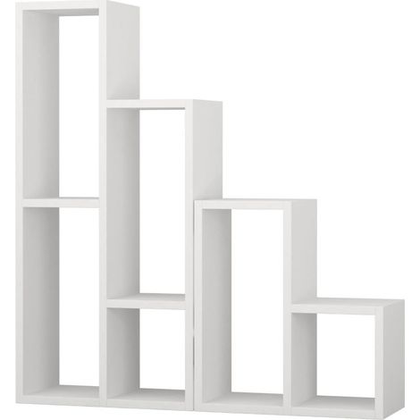 Librería de interior con múltiples estantes de madera Sule - Blanco (1/4)