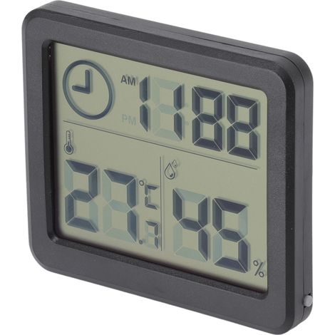 Thermomètre d'intérieur numérique fin 1cm, hygromètre électronique pour maison, chambre bébé, salon, bureau, serre, grand modèle noir (avec piles incluses) (1/5)