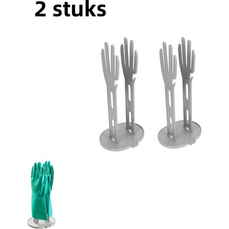 Ensemble de 2 égouttoirs amovibles pour gants avec fixation sur plan de travail pour ranger gants et torchons de cuisine couleur grise (1/5)