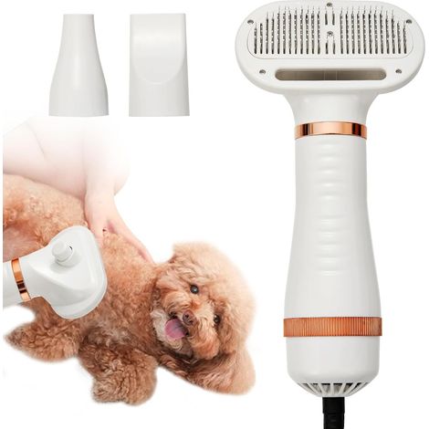 Brosse sèche-cheveux 3-en-1 pour chiens et chats – appareil combiné portable (sèche-cheveux et brosse carde), température réglable (basse/moyenne/élevée) et protection contre la surchauffe. (1/5)