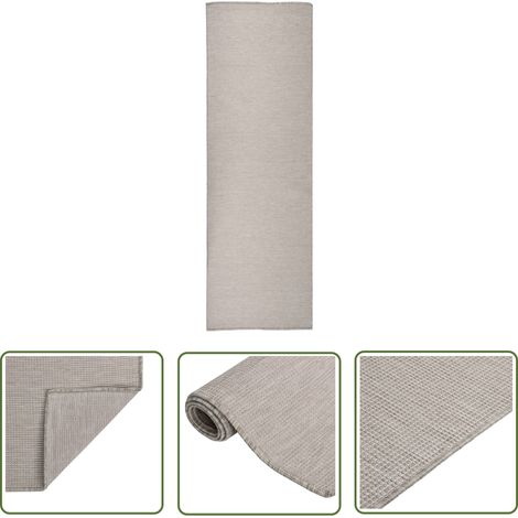 Tapis à tissage plat d'extérieur, Tapis de jardin, Balcon 80x250 cm Taupe FYH39271 (1/5)