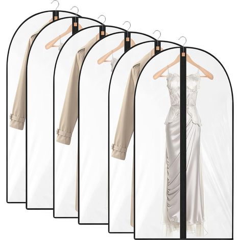 Garment Bags, 60120CM, 6 Hanging Garment Bags, Transparent Window, Reinforced and Thickened Edge, Dust Bags for Clothes, Waterproof, Mothproof, and Moisture-Proof for Suits (1/5)
