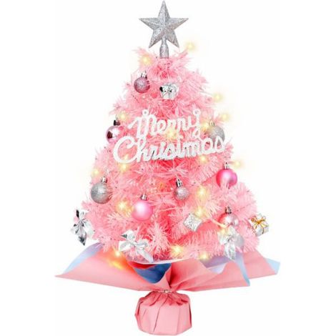 Petit sapin de Noël artificiel de 45,7 cm avec lumières, idéal pour décorer une table de Noël, une cuisine ou une salle à manger. (1/4)