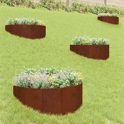 Teenpull – Raseneinfassung 4 pcs 100 x 45 cm Stahl Rostig (1/5)