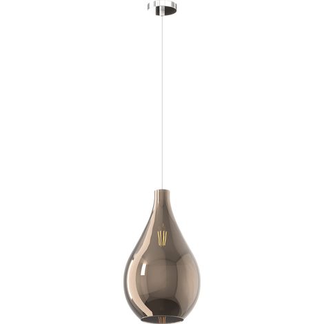 Lampadario Contemporaneo Drop 2.0 Metallo Cromo Vetro Medio Bronzo 1 Luce E27