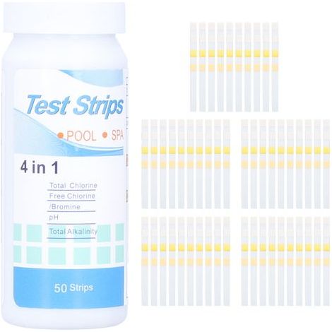 GARRYFIZH 50 Compte 4in 1 Piscine Spa Bandelettes de Test D&39eau Chlore Libre/Brome PH Alcalinité (1/5)