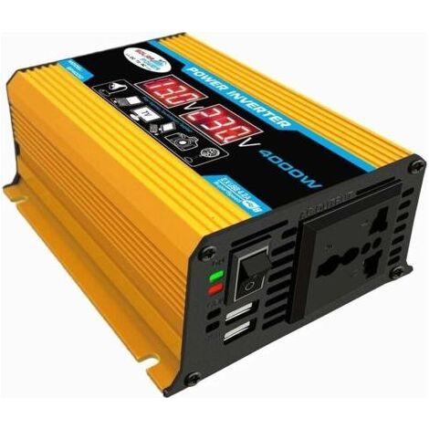 Convertisseur de tension 12V 220V – Pur sinus 4000W – Affichage double tension – Ports USB 4.2A pour appareils de cuisine (1/5)