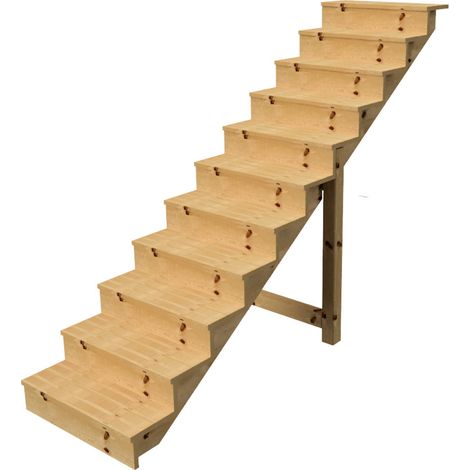 Außentreppe Holz Höhe 190cm 11 Stufen, Breite 80cm, MIT Setzstufen