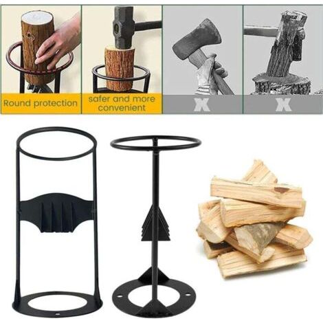 Fendeuse de bûches manuelle noire, idéale pour le bois de chauffage et le camping. (1/3)