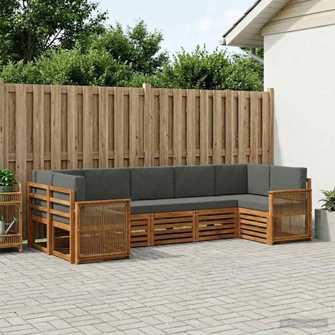 vidaXL Ecksofa Set mit Kissen 6 pcs Natur und Anthrazit (1/5)