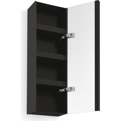 Lineabeta - Pensile con anta a specchio Ciacole nero 25x80 cm (1/2)
