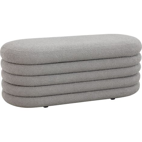 SVITA BLOSSOM XL Hocker mit Stauraum Sitzhocker Ottomane Bouclé-Bezug Hellgrau