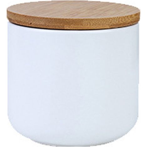 Boîte À Sel Et Poivre En Céramique - Empilable Avec Couvercle En Bois - Pour Comptoir De Cuisine - Lot De 2