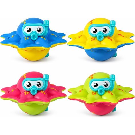 Jeu Aquatique pieuvres rotatives 4 pièces pour Piscine et nage Accessoires colorés pour jeux de piscine récupération sous l’eau entraînement à la nage été et activités dans le bain (1/5)