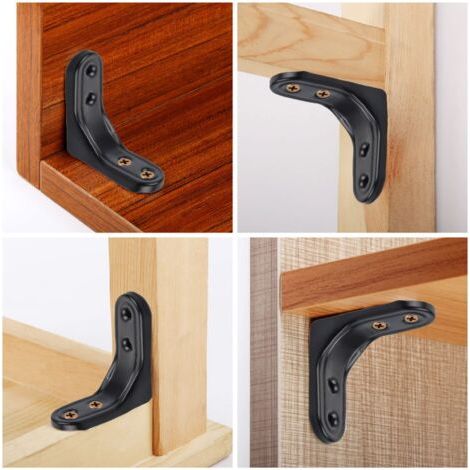 6 Pièces Angle En Acier Inoxydable,Angle Droit Support,Équerre En Forme De L,Joint D'angle En Acier Inoxydable,Pour Étagère,Armoire,Chaise,Table(Le Noir) (1/5)