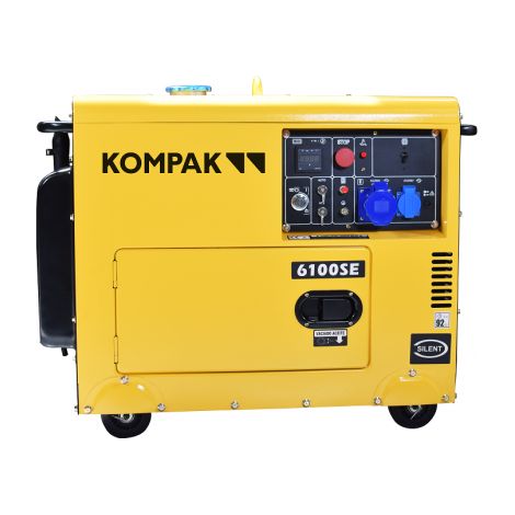 Groupe électrogène diesel 5500W insonorisé – Démarrage automatique ATS – Autonomie 12h – 2 prises 230V – Moteur 4 temps 10cv – Kompak