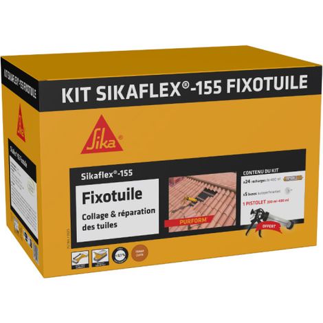 Sika – Kit mastic-colle souple 24 recharges – Pour tuiles terre cuite – Adhésion forte sur plaques fibres-ciment et liteaux bois