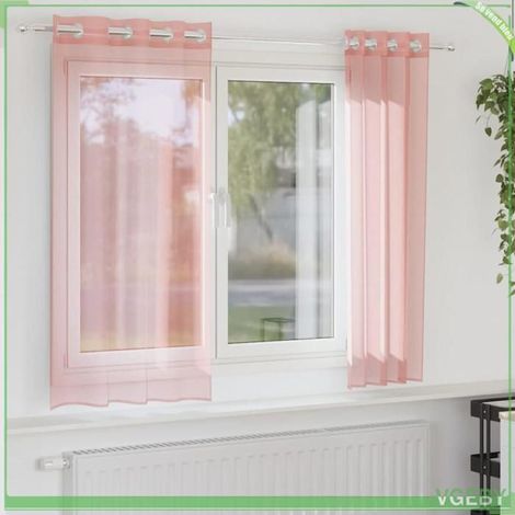 4102096 Rideaux en voile avec illets 2 pcs rose 140x175 cm (1/5)