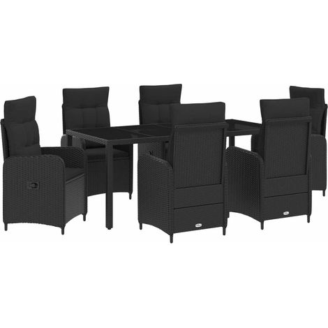 Outdoortisch-Set 7 pcs Schwarz 190 x 90 x 75 cm Poly-Rattan vidaXL