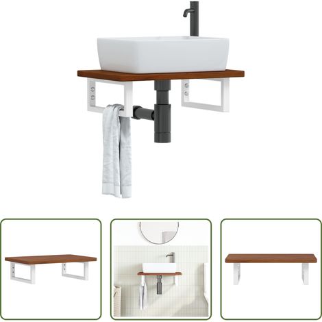 vidaXL Support d'étagère - Étagère de vasque murale acier et bois de chêne massif (1/5)