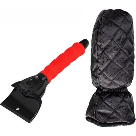 Set di 2 guanti raschietti per ghiaccio/finestrini per auto, raschietto per neve con fodera impermeabile, rimuove il ghiaccio e mantiene le mani calde, 1 pezzo, b (1/5)