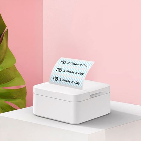 Imprimante portable blanche, petits caractères, mini imprimante d'étiquettes thermiques (1/5)