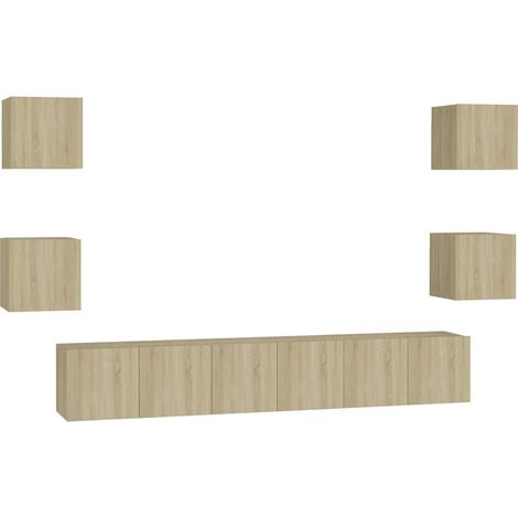 Maison Exclusive - 7-tlg. TV-Schrank-Set Sonoma-Eiche Holzwerksto (1/5)