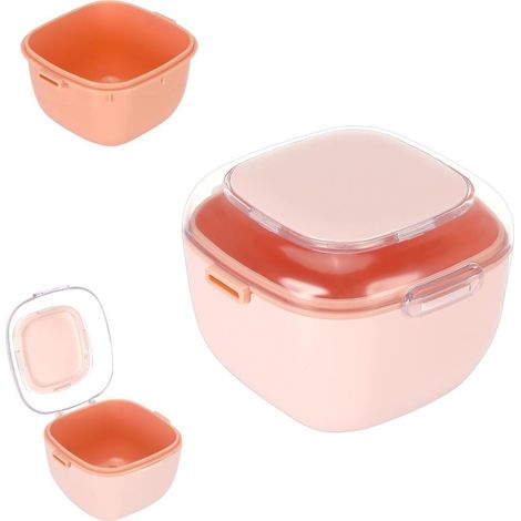 Boîte de Dentier avec Passoire,Etui pour Dentier avec Couvercle,Boîte de Rangement pour Prothèses,Boite Appareil Dentaire,pour Trempage Nettoyage Stockage(rose) (1/5)