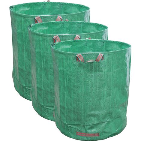 272L 3X Sacs de Jardin, PE Sacs à Déchets de Jardin Résistants, étanche Heavy Duty Grande Sacs avec Poignées, Pliable et Réutilisable (1/4)